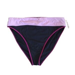 Fresh Water‎ Swim Bottom Woman XXL Lavender Purple Black High Waisted Beach Pool